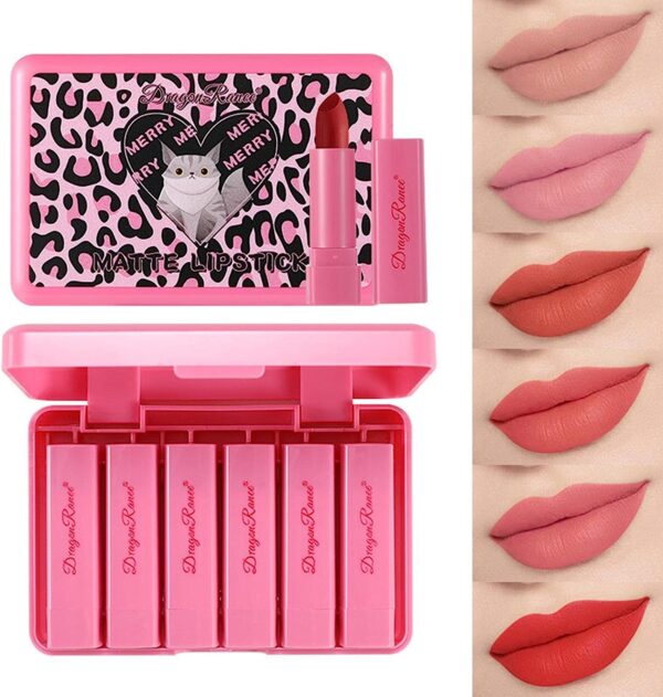 DRAGON RANEE Pack of 06 Leopard Print Matte Lipstick Set