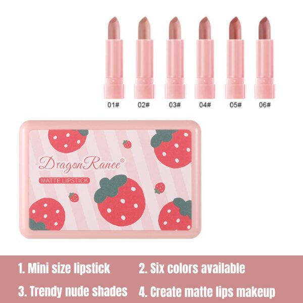 Pack of 06 Strawberry Matte Lipstick Set