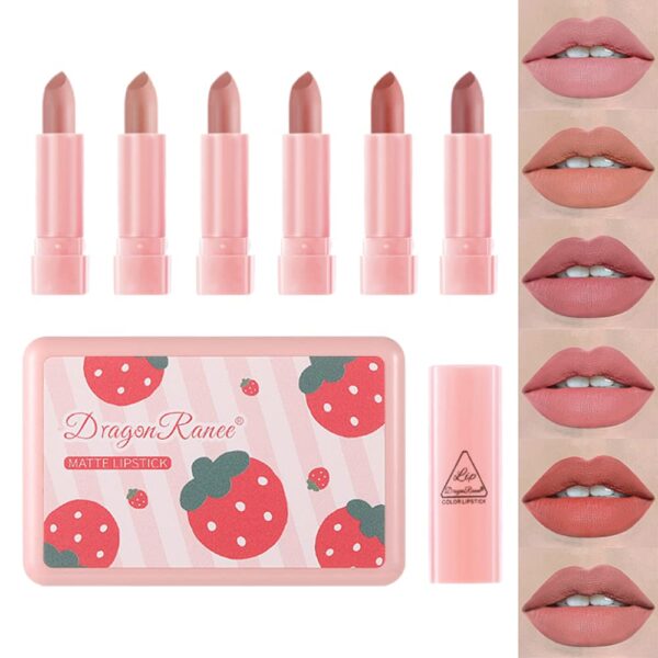 Pack of 06 Strawberry Matte Lipstick Set